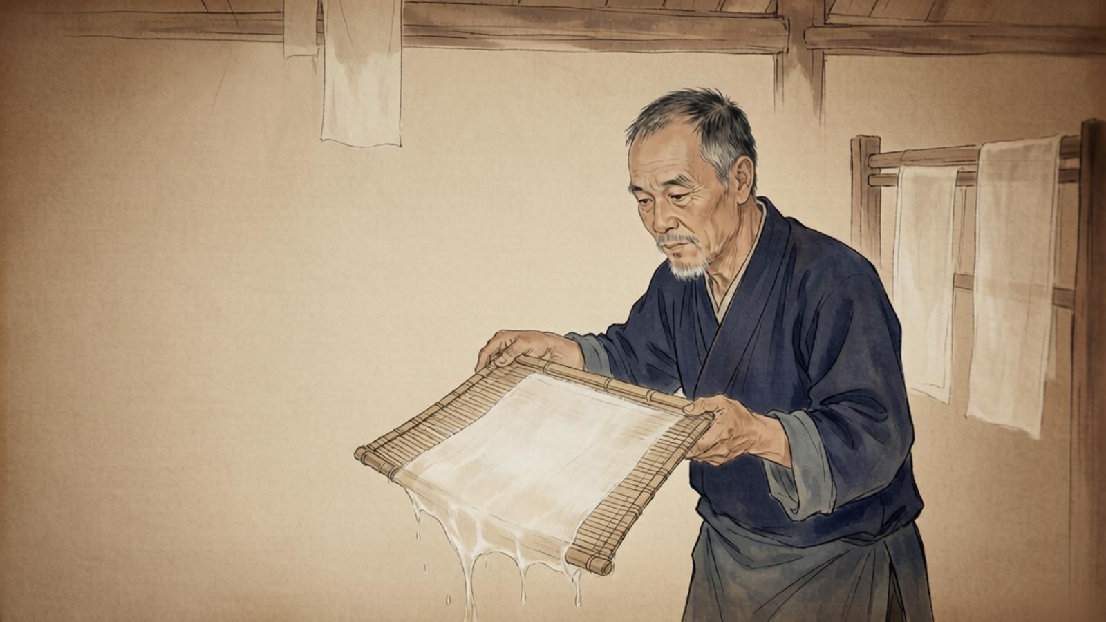 石桥古法造纸 · 匠人抄纸场景